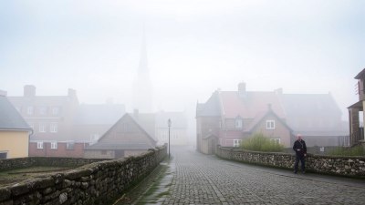 The Fog Hangs Low in Visby, Sweden