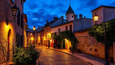 Lamps Glow Over Forgotten Roads in Arles, France
