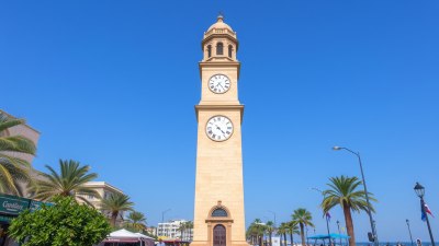 The Clock Tower in Jaffa, Israel Ticks in Three Languages
